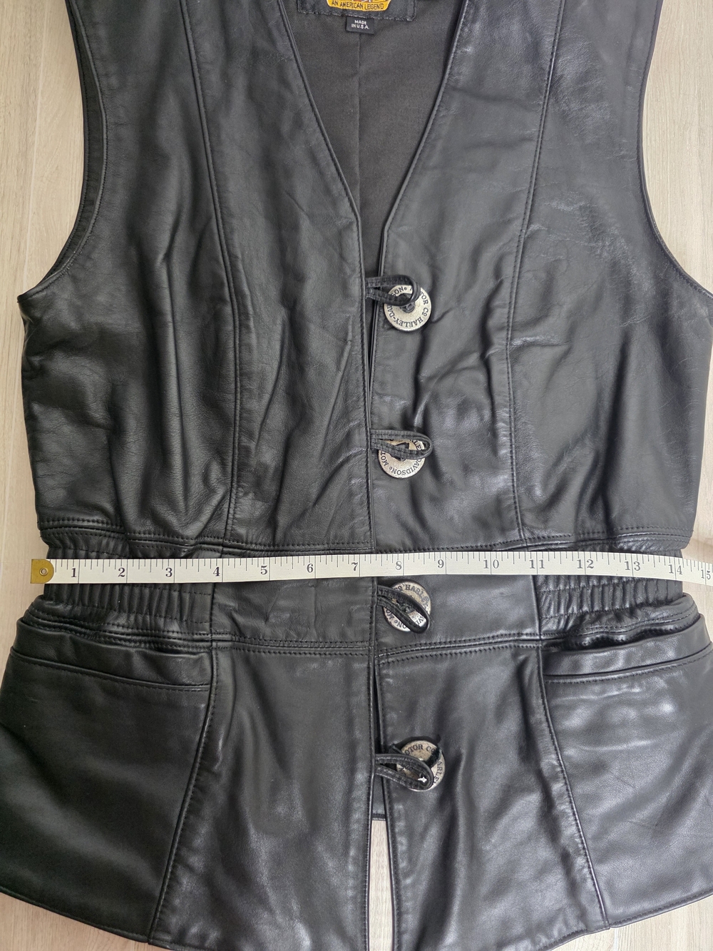Vintage Harley-Davidson Black Leather Button-Front Vest - Picture 14 of 16